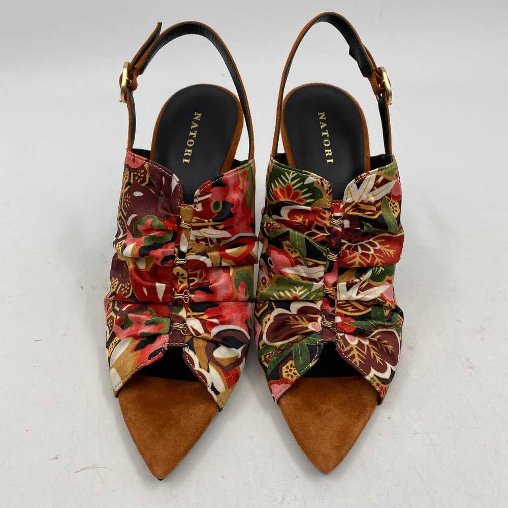 Natori Brown Red Slingback Peep Toe Heels | Women’s Size 7 - Picture 8 of 9